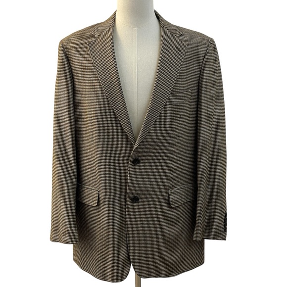 Alan Flusser Jackets & Blazers - Alan Flusser Houndstooth Lamsbwool Brown Mens Blazer Jacket Sport Coat 42 Long
